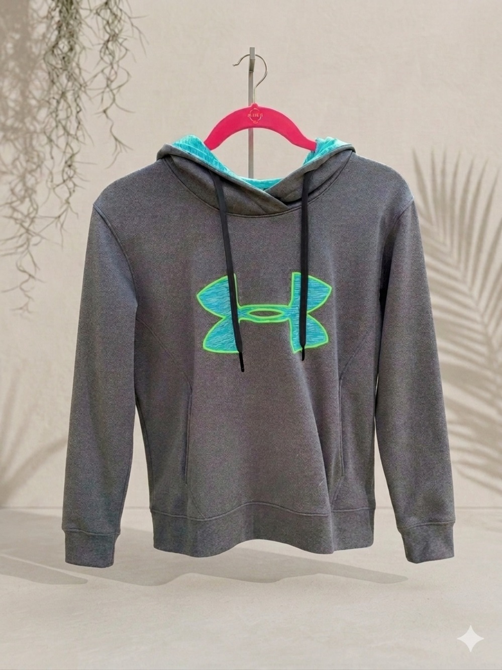 Under Armour Gray Hoodie with Teal Logo